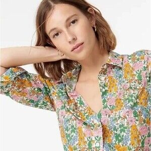 J Crew Liberty Floral Shirt Womens Small Cotton Button Up Sustainable Nature